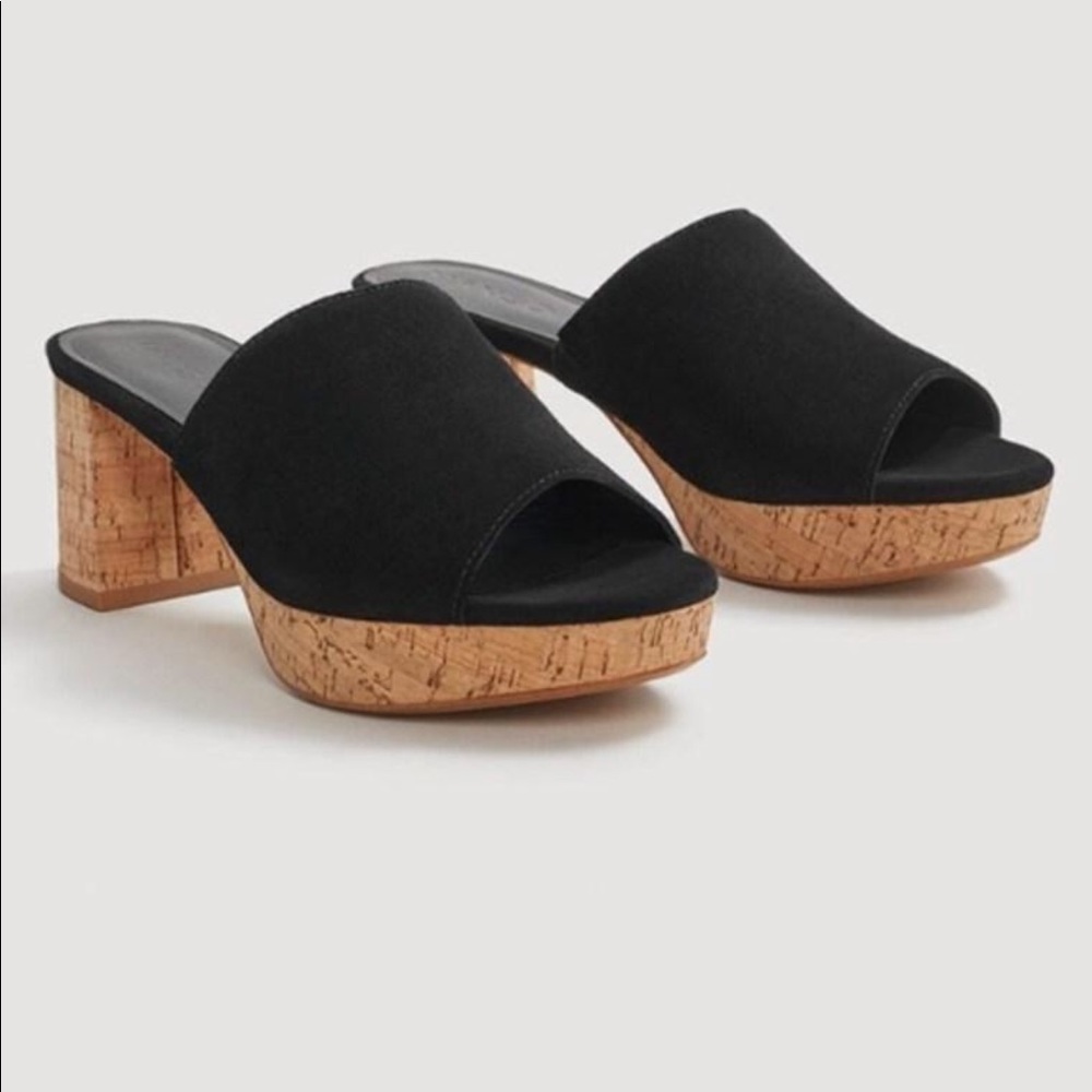 Mango Suede/ Leather Sandal with Cork Block heel